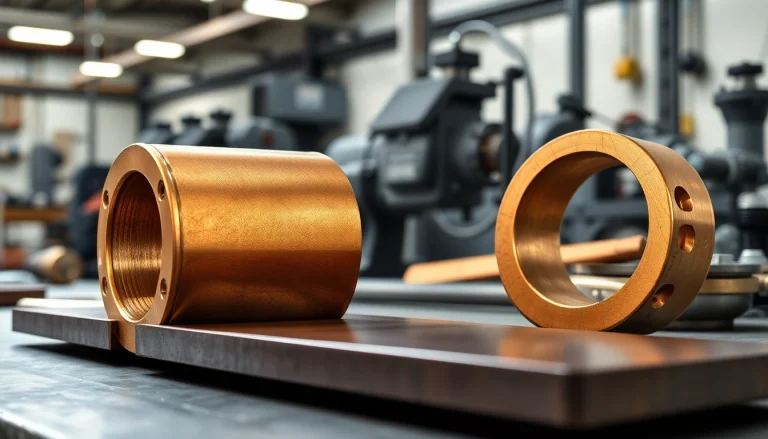 Bucșa de bronz care evidențiază detalii complexe și textură metalică într-un mediu modern de atelier.