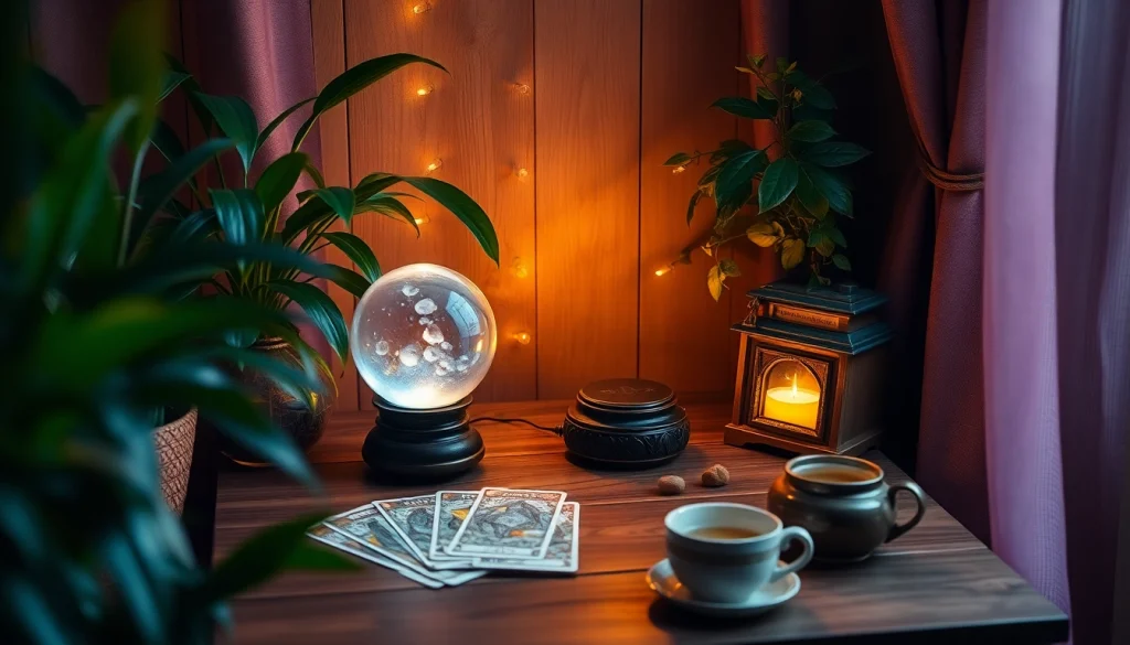 神秘的な要素と落ち着いた雰囲気を持つ魅力的な電話占いのシーン、電話占い当たるのために。