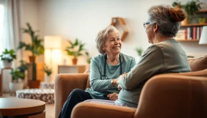 Offering respite care austin tx with a caregiver supporting a senior in a warm, inviting home setting.
