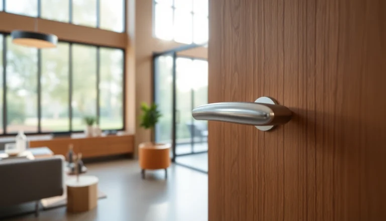 Elegant door handle showcased in a modern interior, emphasizing design and functionality.
