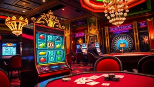 Play and win with slot scatter hitam in a luxurious casino setting with vibrant lighting.