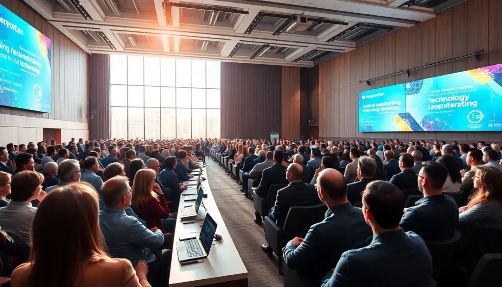 Attendees networking and engaging at the technology leadership conference event.