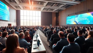 Attendees networking and engaging at the technology leadership conference event.