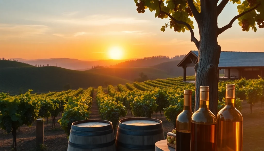 Enjoying the scenic beauty of Clarksburg wineries with lush vineyards and a rustic winery background.