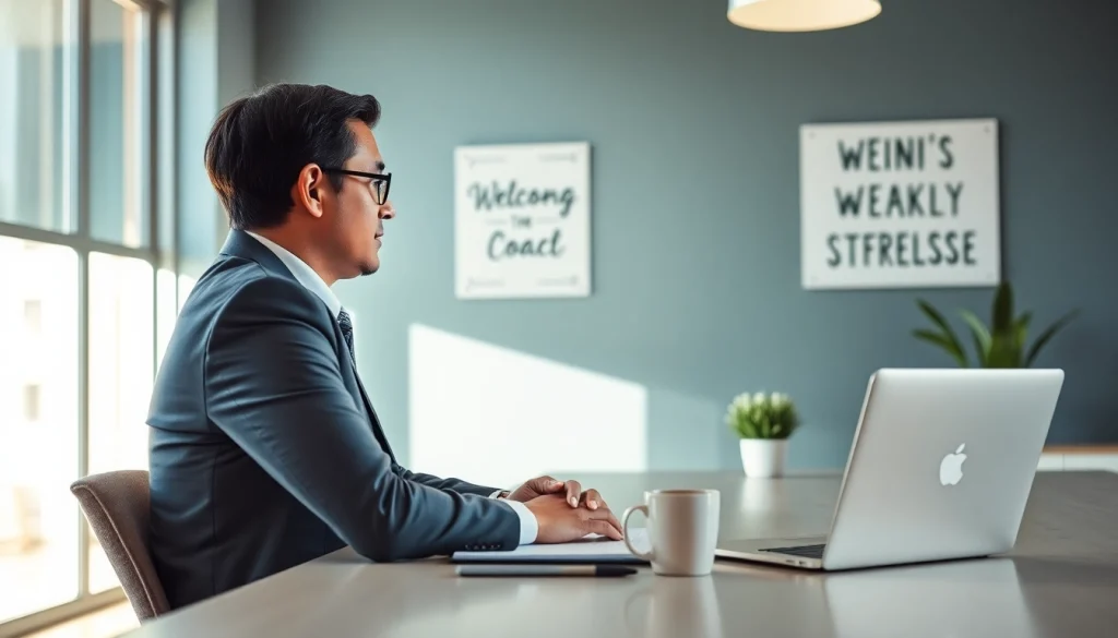 Engaged business coach near me conducting a professional session in a modern office.