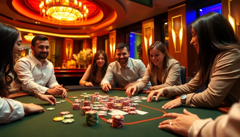 Engaging gamblers at a poker table exemplifying the excitement of betting on https://oxbet.ae/.