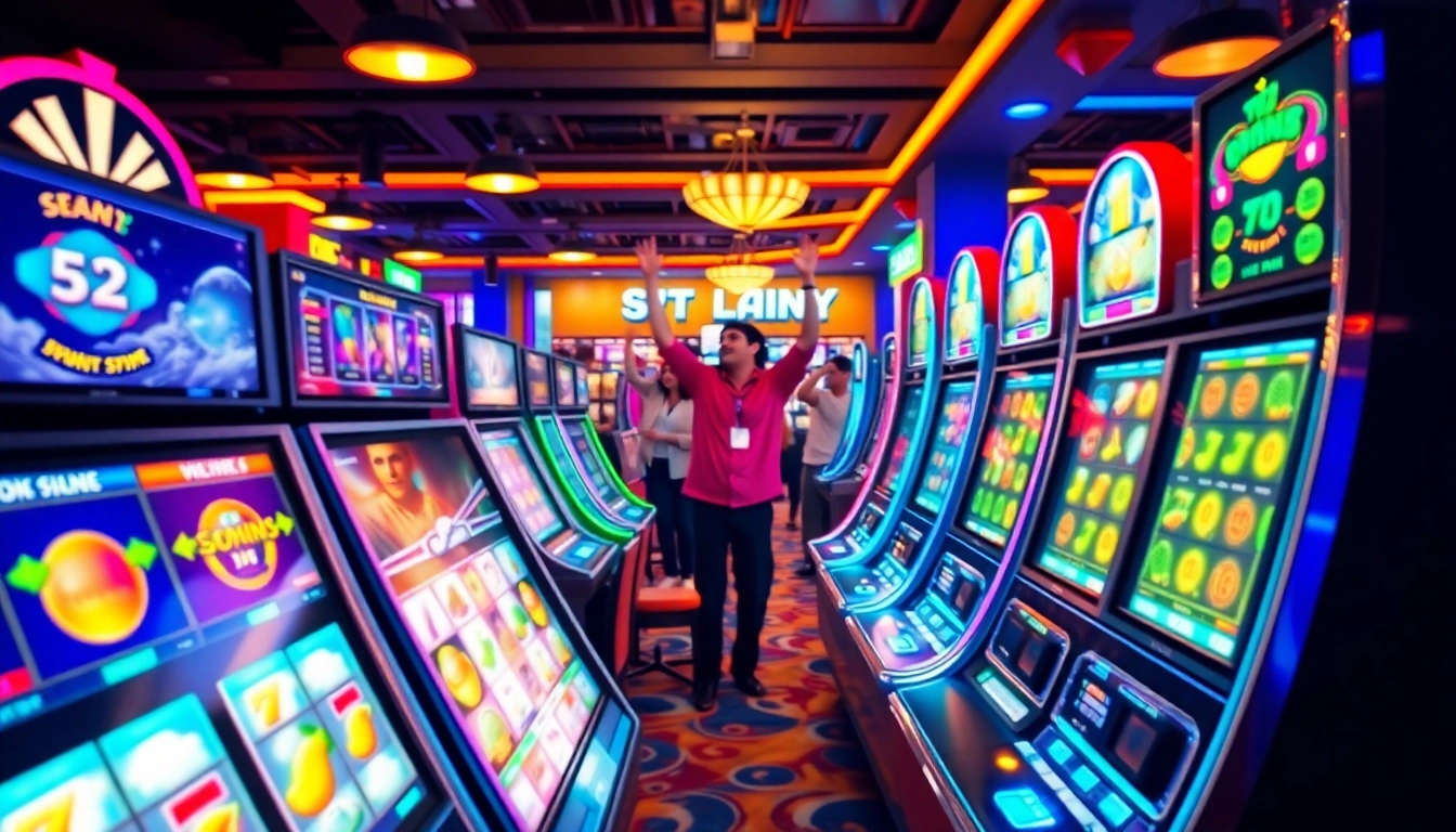 Permainan slot777 yang penuh semangat, menunjukkan mesin slot yang menang dengan pemain yang bersemangat.