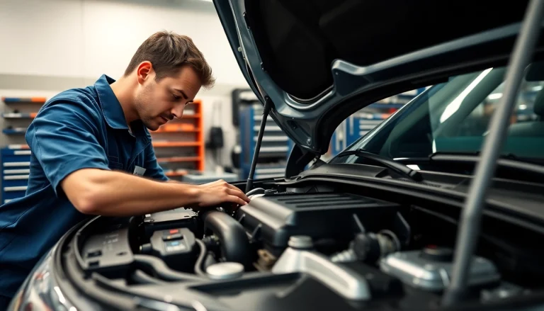Performing Land Rover Service in a modern workshop setting with professional equipment.