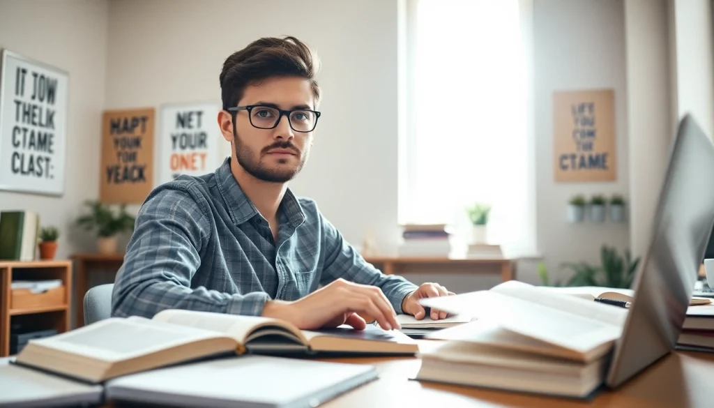 Focused learner preparing to pass IT certification exams in a bright study environment.