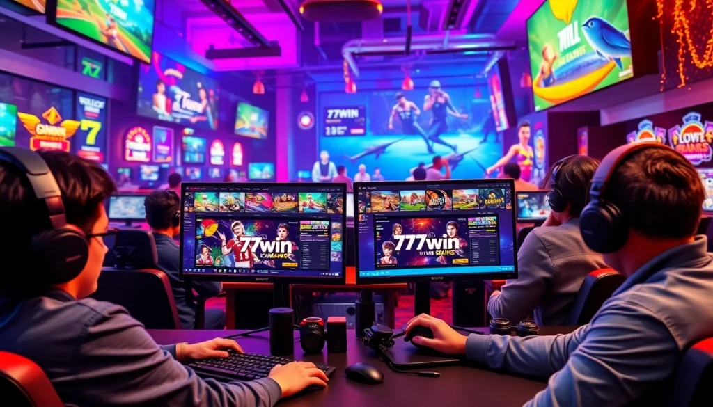 Explore the exciting world of online gaming at 77win.com, featuring diverse games and vibrant visuals.