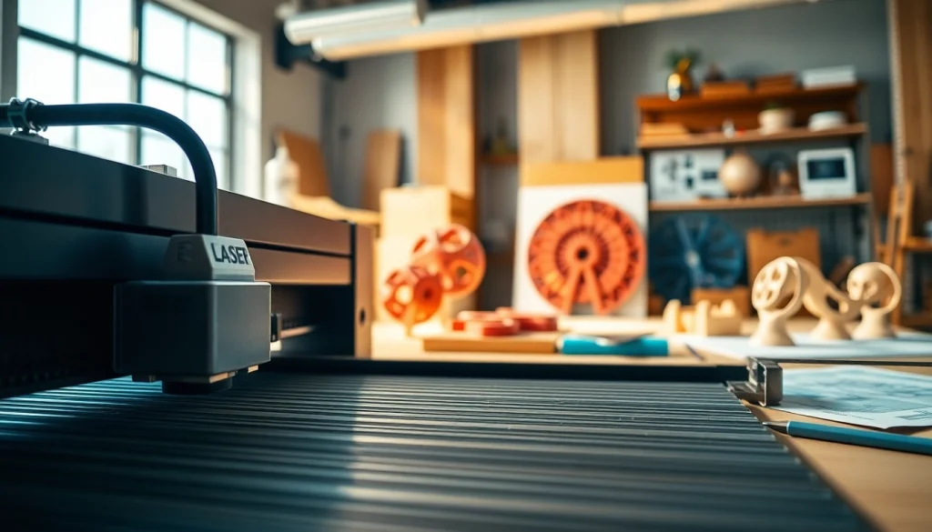 Showcasing a custom laser design setup with advanced cutting technology and prototypes.