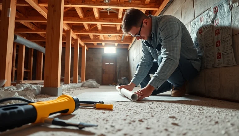 Crawl Space Restoration with a technician sealing and emphasizing clean, professional work.