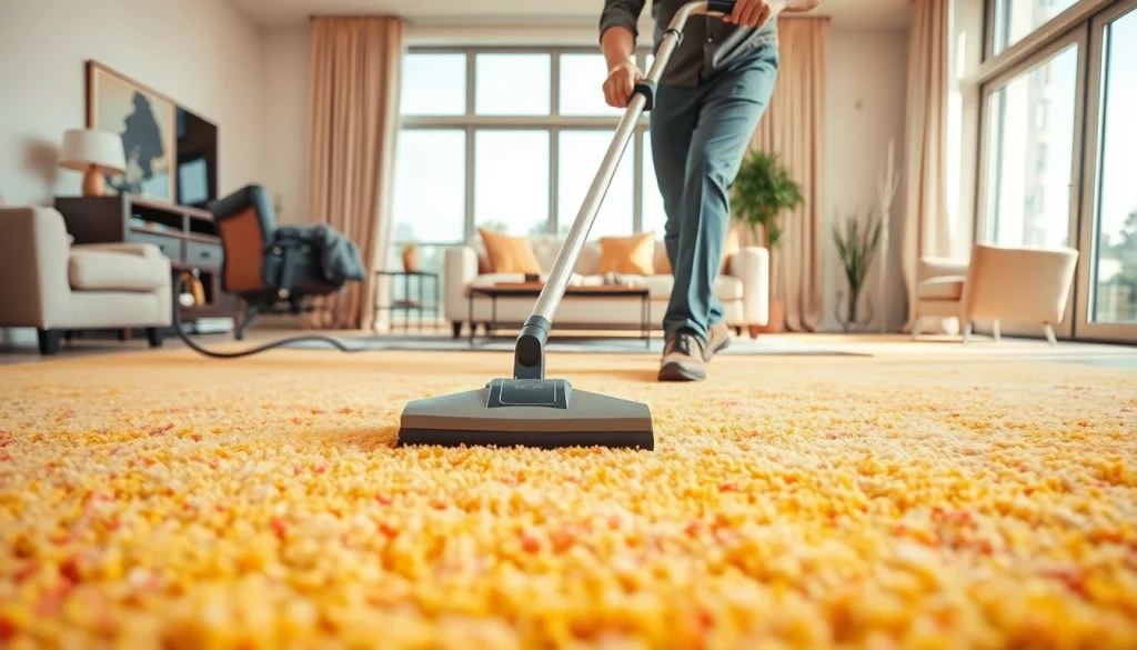 Expert in carpet cleaning lincoln ca revitalizing a plush living room carpet.