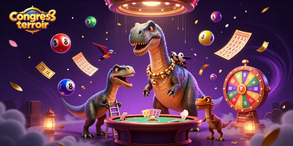 Engage with congressterroir as the brontosaurus oversees a vibrant casino scene with dynamic gaming elements.