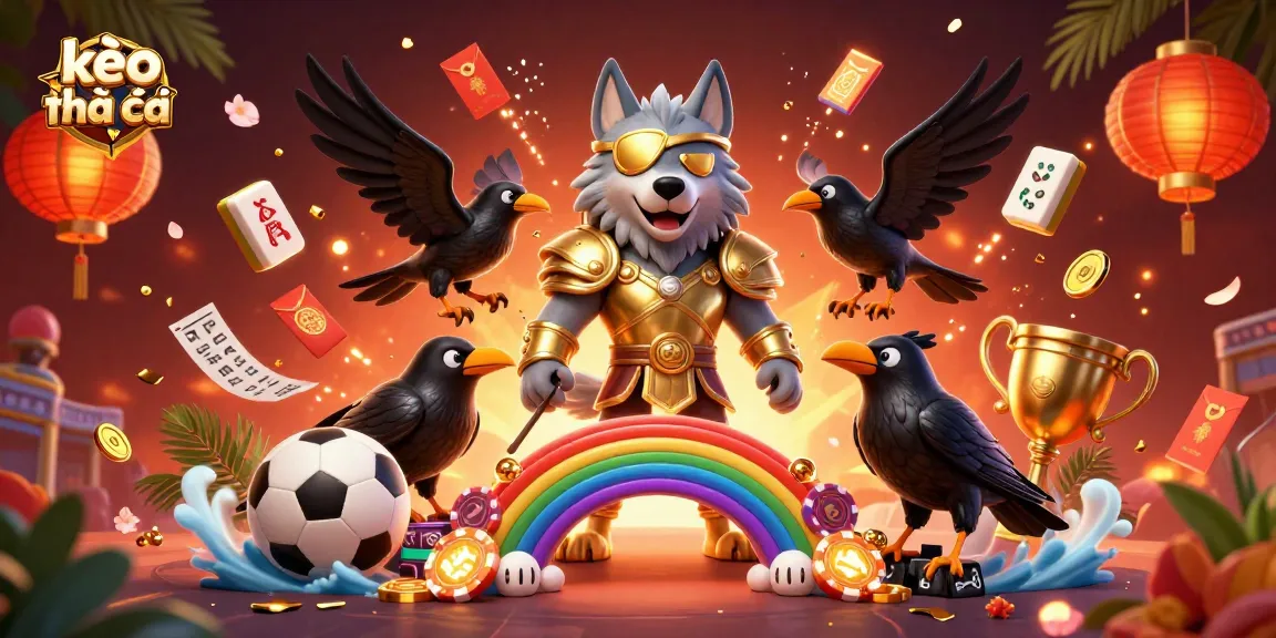 Engage with kèo nhà cái in a vibrant, dynamic 3D illustration featuring casino and sports betting elements.