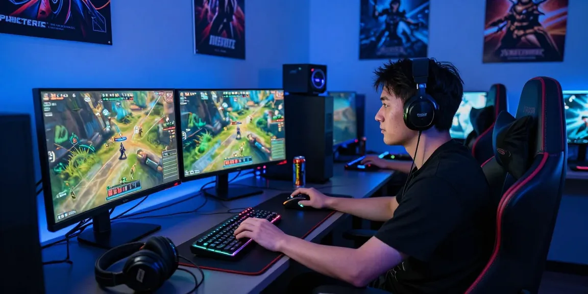 Gamer using PROOFCORE.IO cheats in an immersive gaming setup with vibrant visuals.