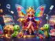 Win786 showcases vibrant casino excitement with a butterfly queen, floating playing cards, and slot reels.