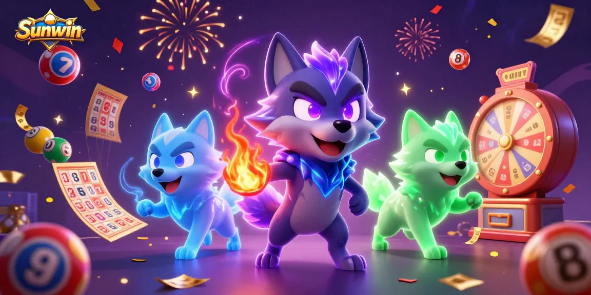 Engage in thrilling gaming adventures with Sunwin's dynamic animated casino scene, featuring vibrant elements.