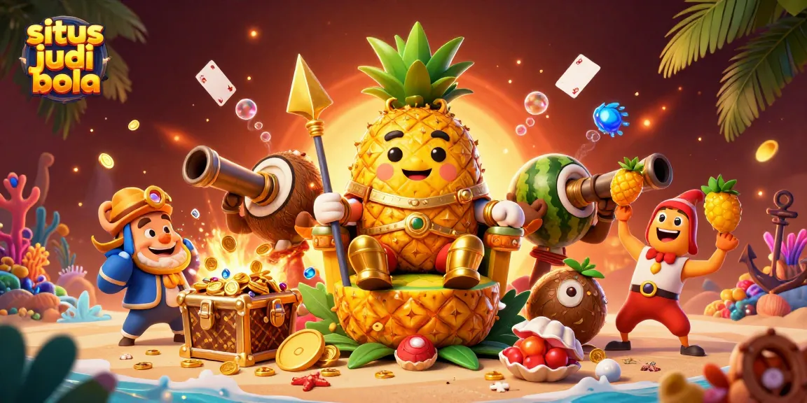 Experience thrilling situs judi bola action with a vibrant 3D illustration featuring dynamic casino characters.