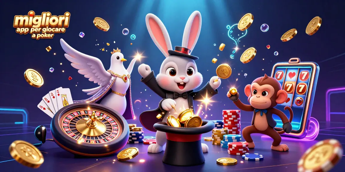 Gioca con le migliori app per giocare a poker, esplora l'azione con carte e chips in un'illustrazione vivace.