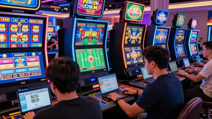 thegbhouse.co.uk features an exciting vibrant online casino gaming scene with players engaging in various games.