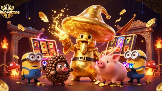 Menggandakan keseruan bermain di hdhub4uzone dengan Wizard jamur emas, babi truffle, dan harta karun berkilauan!