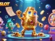 Mengakses PESGSLOT dengan aman melalui simbol mesin slot berbentuk golem emas dan elemen permainan yang dinamis.