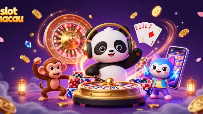 Engage in the excitement of slot macau with vibrant characters and casino elements