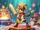 Engage with agen judi bola in a vibrant casino scene featuring a rock star wolf and wild drummer bear.